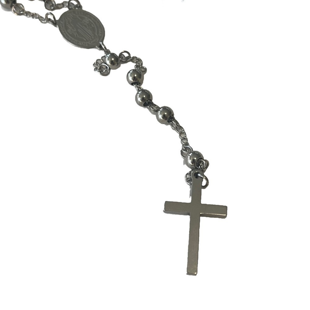 Rosary Stainless Steel Mens 18 Inches Beads Cross 
New with tags - Picture 6 of 7